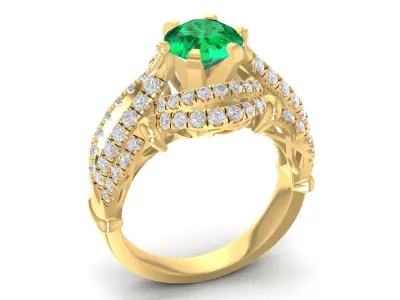 Luxury Twisted Halo Gemstone Ring for Women 941 3D print model