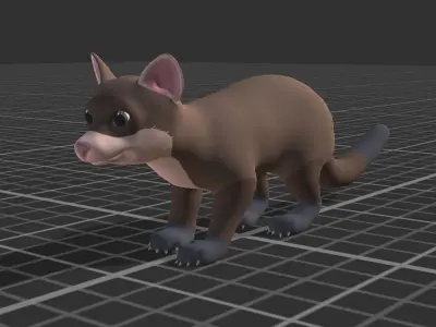 Cartoon Marten Low-poly 3D model