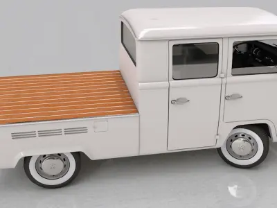 VOLKSWAGEN T2 PICKUP DOUBLE CAB 1974 3D model