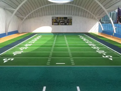 Indoor American Football Field Low-poly 3D model
