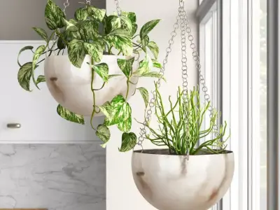 Benally Iron Hanging Planter Set 3D model