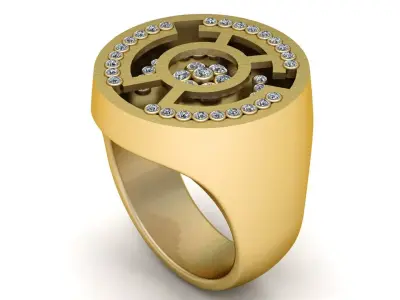 Men Diamond Cluster Ring 3D Printable Model Free 3D print model