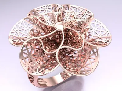  Mesh flower ring - Italian rings - Womens Rings - N6529 3D print model
