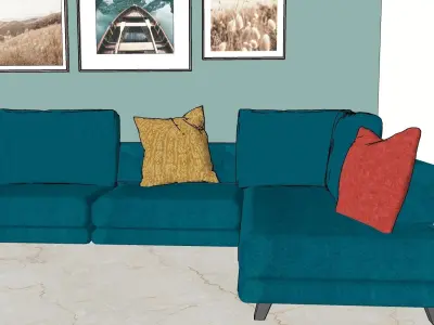 L section Modern sofa Low-poly 3D model