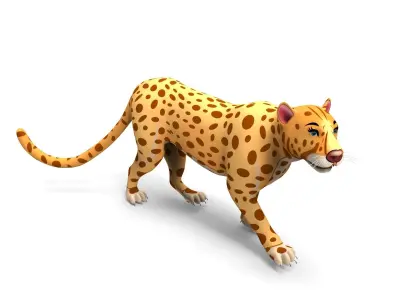 3D Cartoon Leopard Rigged Model  Low-poly 3D model
