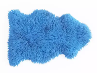 Soft Plush Faux Sheepskin Rug Blue 2 3D model