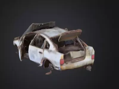 Rusty Junk Car Low-poly 3D model