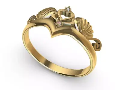 Shells ring with Brilliants - anillo de conchas  3D print model