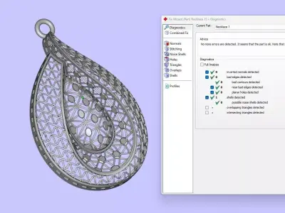 Single lace pendant or necklace 3D print model