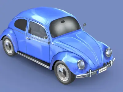 Volkswagen Beetle 1949 Low-poly 3D model