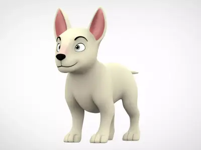 White Bull Terrier Low-poly 3D model