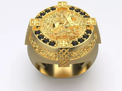 Men signet rings Saint George the Victorious 3D print model