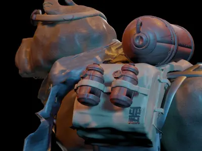 Bulldog 3D model statue of dog with backpack 3D model