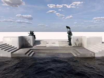 Royal staircase Low-poly 3D model