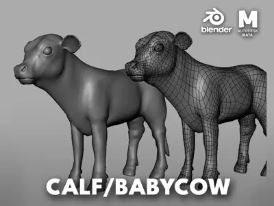 Baby Cow or Calf Low-poly 3D model