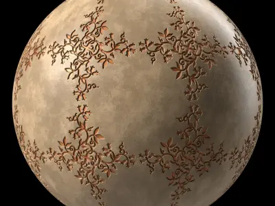 Plaster Materials 9- Ornament Plaster Pbr 4k seamless Sbsar Low-poly 3D model