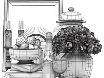 lux deco chinese set 3D model