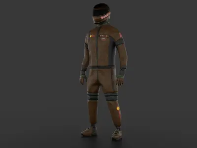 racer man in suit Low-poly 3D model