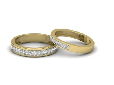 Solitaire Couple Band Ring 3dm stl render detail 3D print model