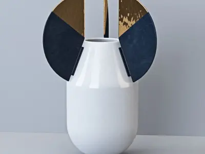 Vases set orange vase - art deco 3D model