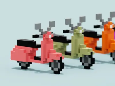 Voxel Vespa collection Low-poly 3D model