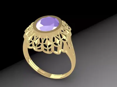 10R01 amethyst ring gold Free 3D print model