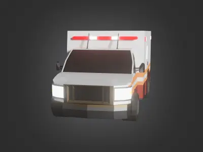 ambulance GM C D R-90  low-poly car Low-poly 3D model