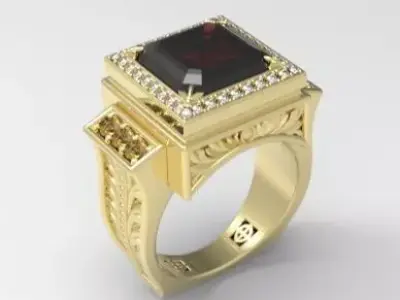 Man garnet ring Free 3D print model