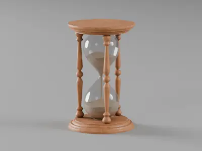 Vintage wooden houglass Low-poly 3D model