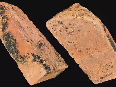 Realistic damaged yellow brick 3d scan in highpoly 3D model