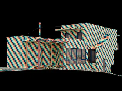 Modern house on a narrow plot 3D model