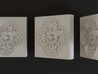 Decoration with framed dragon and leaves  3D model