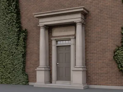 Portico Entrance Porch Door Surround with Columns Tuscan Order 3D model