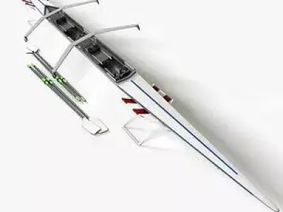 Rigged Double Scull Rowing Boat 3D model