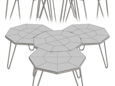 Side and coffee table 3d model collection  Low-poly 3D model