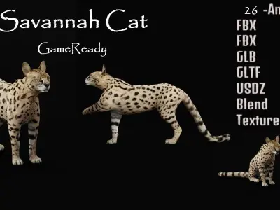 Savannah Cat Low-poly 3D model