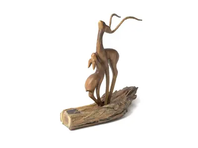 Wooden deers decoration 3D model