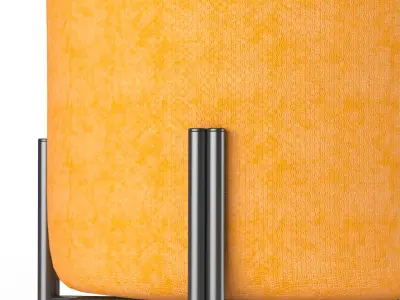 Pouffe stool with metal legs 3D model