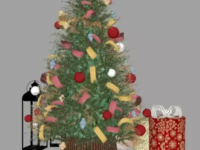 Festive Christmas Tree Decoration Set 3D model