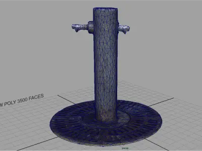 Fountain wooden pole with handle Low-poly 3D model