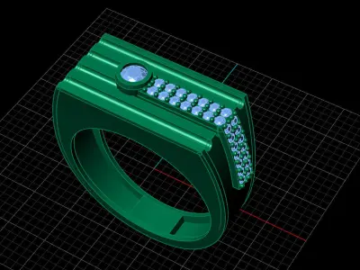 Print Ready STL 3DM  Gents Rings Diamond Men Ring  3D print model 243