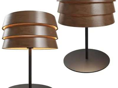 Layered Wood Modern Table Lamp  Low-poly 3D model