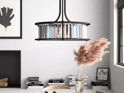 Bunton 4 - Light Crystal Drum Chandelier - 2 colour 3D model