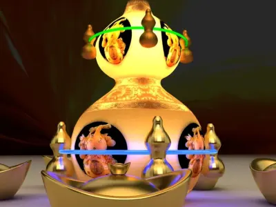 Chinese  gold ingot 3D model