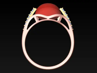 Oval stone ring - Womens  Rings - N719421 3D print model