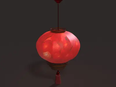 Chinese red lantern  Low-poly 3D model 3