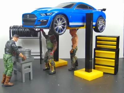 Custom 112 Garage Car Lift Diorama Prop Accessory for GI JOE 3D print model