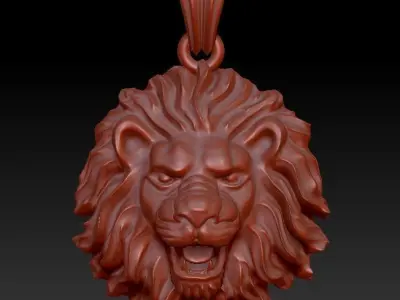 Lion pendant closed mouth 3D print model 3D print model
