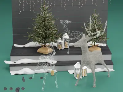 Christmas Deers 3D model