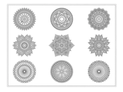Mandala Decorative Laser Cut Pattern Collection - 3ds Max Corona 3D model